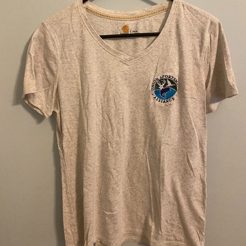 Carhartt Light Gray Womens V-Neck Tee - Large